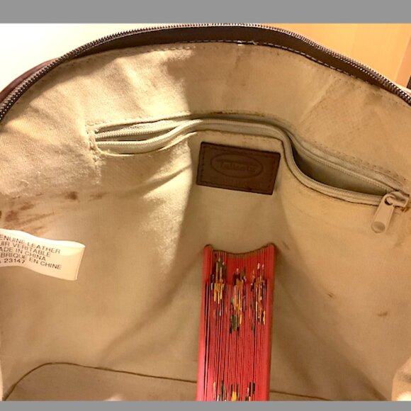 Talbots brown & cream leather and canvas bag - with detachable shoulder strap - Picture 11 of 15